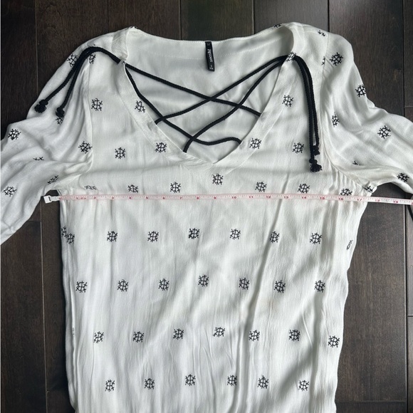 SMASH! BOHO WHITE & BLACK  LONG SLEEVES DRESS - S - Picture 9 of 11